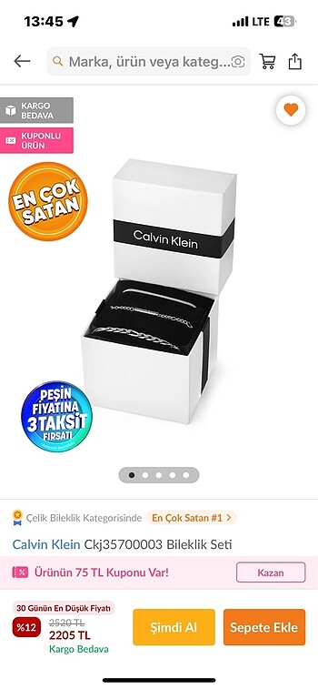 Erkek bileklik Calvin Klein