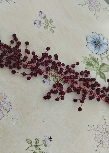 Beden Bordo Boncuklu Örgü Saç Aksesuarı