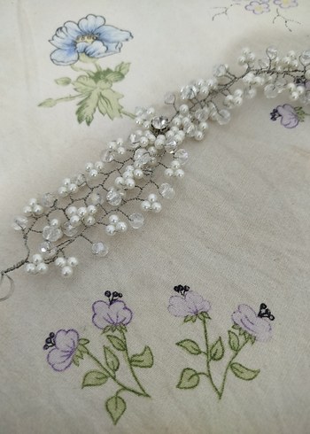 Boncuklu Beyaz  Saç Aksesuarı - Görsel 2