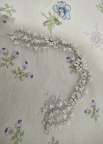 Boncuklu Beyaz  Saç Aksesuarı - Görsel 3