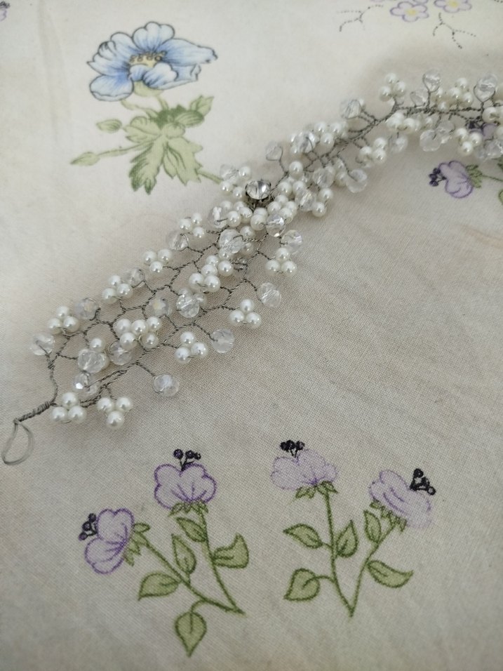 Boncuklu Beyaz  Saç Aksesuarı - Görsel 2