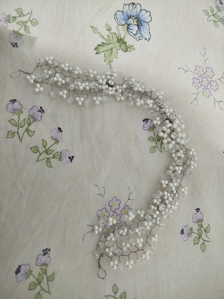 Boncuklu Beyaz  Saç Aksesuarı - Görsel 3