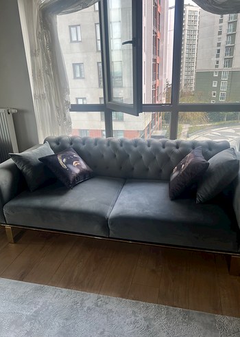 Lacivert Modern Klasik Çizgili Koltuk takımı - Görsel 10