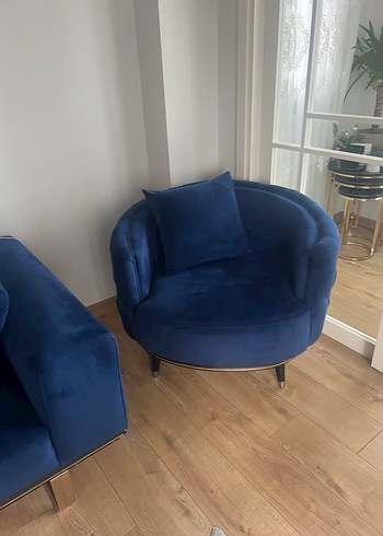 Lacivert Modern Klasik Çizgili Koltuk takımı - Görsel 5