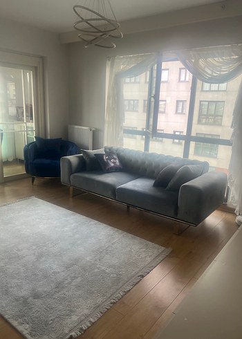 Lacivert Modern Klasik Çizgili Koltuk takımı - Görsel 11