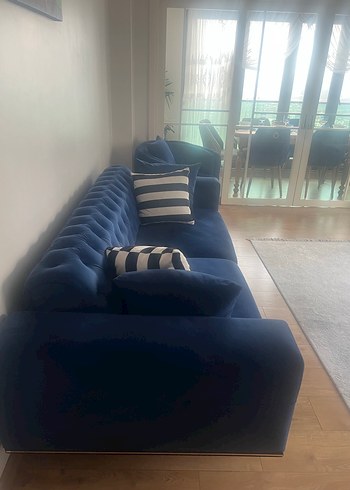 Lacivert Modern Klasik Çizgili Koltuk takımı - Görsel 9