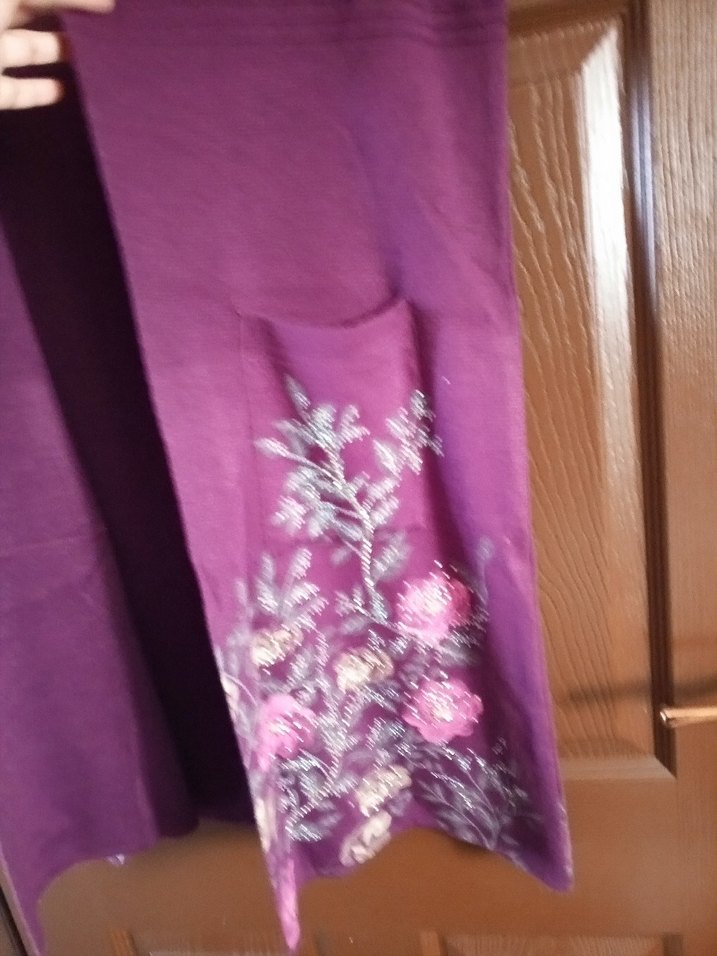 Kadın Mor Bohem Nakışlı Uzun Yelek - Görsel 3