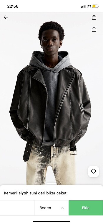 Pull and Bear suni deri biker ceket erkek