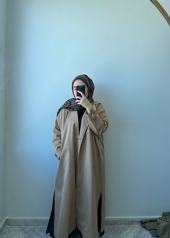 universal Beden camel Renk Bej Uzun Kadın Trençkot