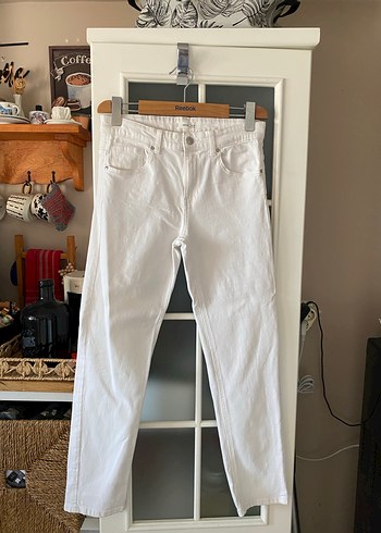 Mango erkek çocuk Beyaz Denim Pantolon