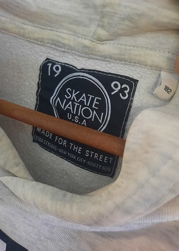 l Beden Gri Baskılı Erkek Sweatshirt Kapüşonlu