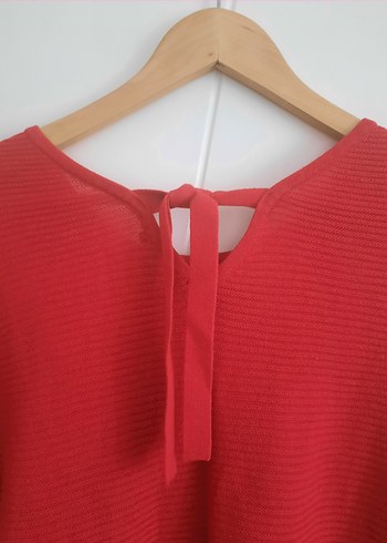 Kırmızı Kadın Triko Salaş Kazak - Görsel 3