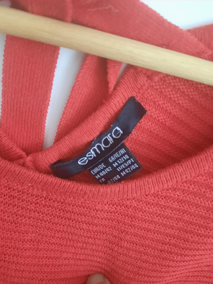 Kırmızı Kadın Triko Salaş Kazak - Görsel 2