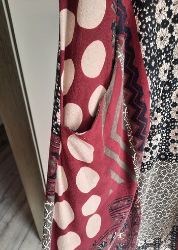 Bordo Desenli Bohem Uzun Elbise - Görsel 2