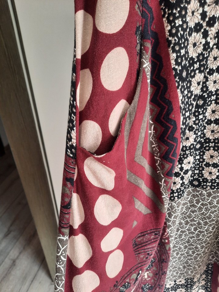 Bordo Desenli Bohem Uzun Elbise - Görsel 2