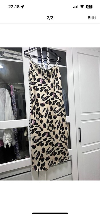 Leopar saten elbise