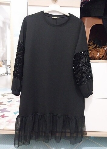 xl Beden siyah Renk Pullu tunik