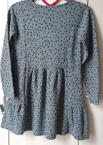 Gri Uzun Kollu Kız Çocuk Elbise - Görsel 2