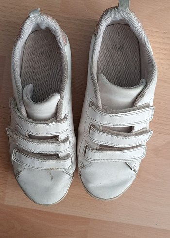 Kız Çocuk Beyaz Cırt Cırtlı Nakışlı Spor Ayakkabı - Görsel 8