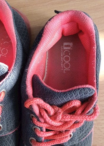 Gri-Pembe Bağcıklı Çocuk Spor Ayakkabı - Görsel 2