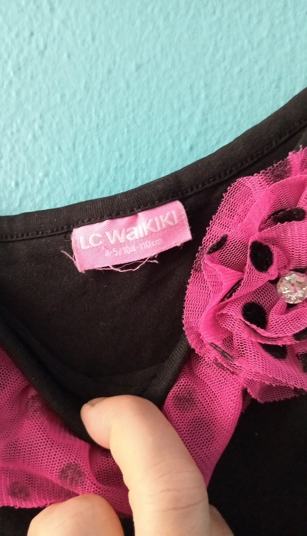 Puantiyeli Fırfırlı Kız Elbise - Görsel 2