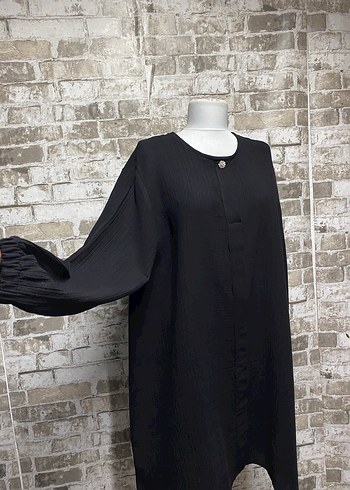 xl Beden siyah Renk Siyah Kemerli Uzun Kollu Müslin Tunik
