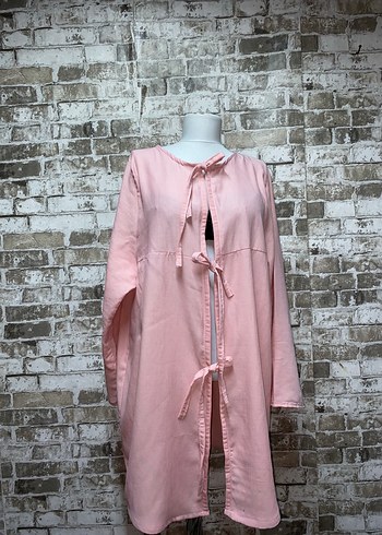 Pembe Uzun Kollu Bağlamalı kimono