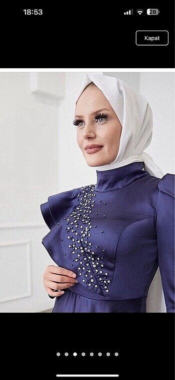 38 Beden lacivert Renk Hennin marka abiye