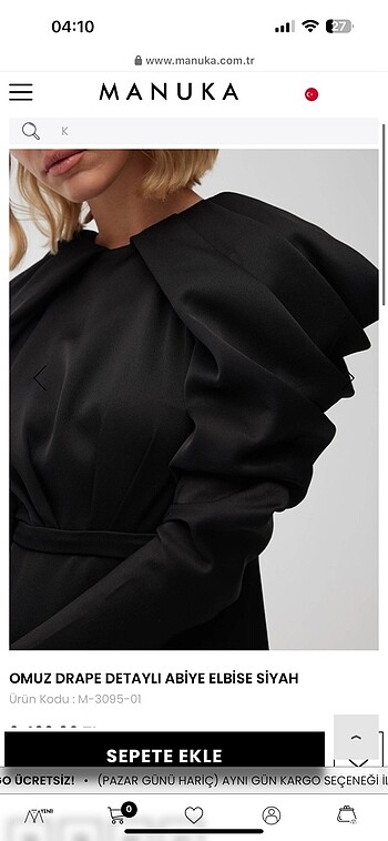 Manuka Onuz drapeli siyah uzun abiye - Görsel 4