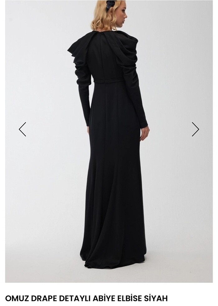 Manuka Onuz drapeli siyah uzun abiye - Görsel 5