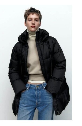 ZARA Su ve rüzgar korumalı kuş tüyü Şişme mont - Görsel 5