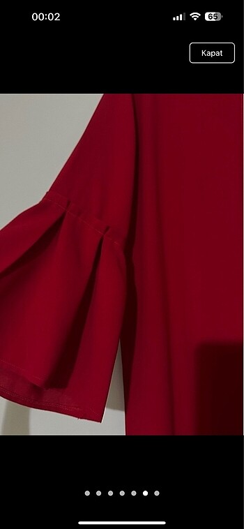 SUUD COLLECTİON KOLLARI VOLANLI KIRMIZI KREP ELBİSE - Görsel 6