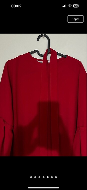 SUUD COLLECTİON KOLLARI VOLANLI KIRMIZI KREP ELBİSE - Görsel 5