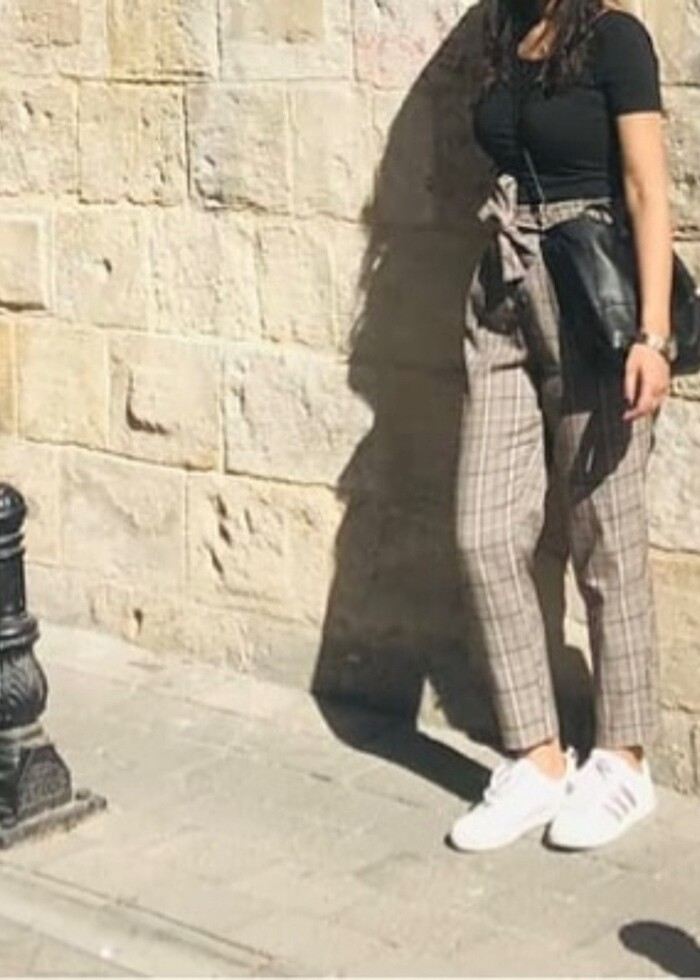 Ekoseli kumaş pantolon - Görsel 2