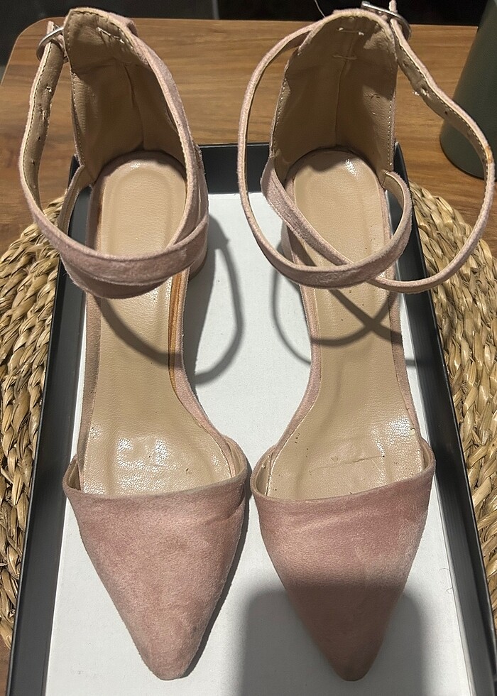 Kalın topuklu süet stiletto - Görsel 2