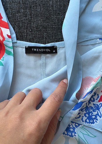 Mavi Bohem Desenli Askılı Bluz - Görsel 3