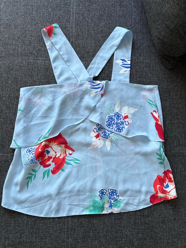 Mavi Bohem Desenli Askılı Bluz - Görsel 2