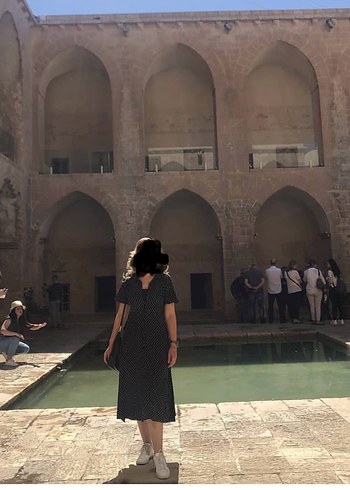 Düğmeli Siyah Puantiyeli Uzun Elbise - Görsel 3