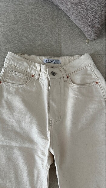 Diğer Ekru straight fit jean