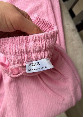 Pembe keten bluz Pantolon takım - Görsel 3