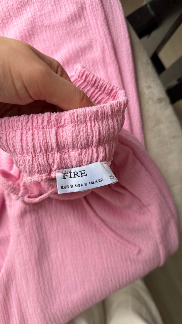 Pembe keten bluz Pantolon takım - Görsel 3