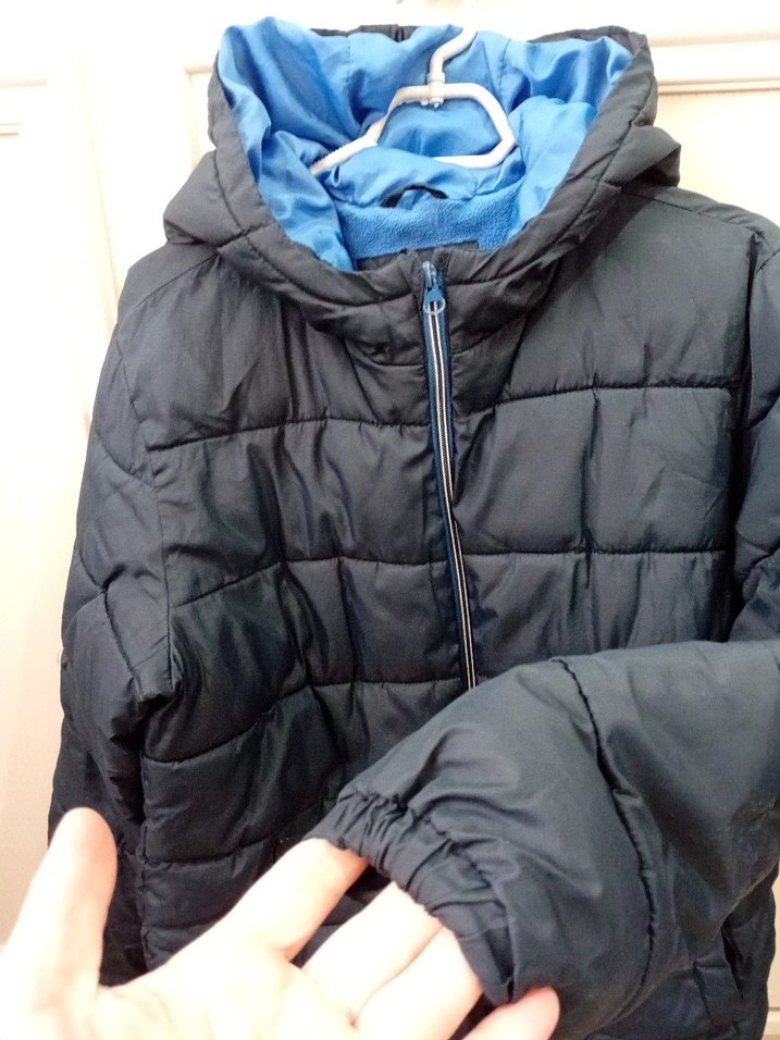 Erkek Çocuk Mavi Fermuarlı Kapüşonlu Mont - Görsel 3