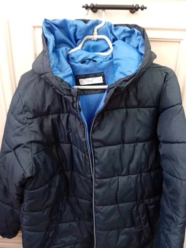 Erkek Çocuk Mavi Fermuarlı Kapüşonlu Mont - Görsel 2