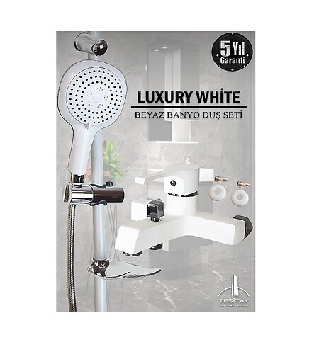 Banyo bataryası ve sürgülü duş seti beyaz renk duş musluğu banyo