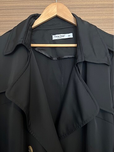 Diğer Siyah Uzun trenchcoat (büyük beden)