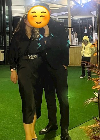 Siyah saten elbise Kadın Uzun yarasa kol