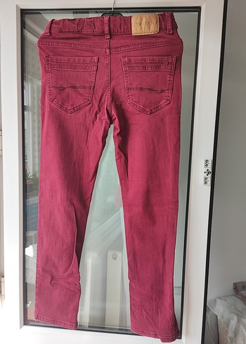 Bordo Kadın Kumaş Pantolon, Kemerli, 10-11 yaş. - Görsel 4
