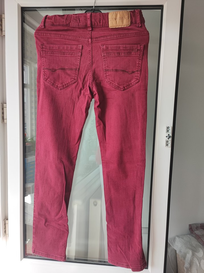 Bordo Kadın Kumaş Pantolon, Kemerli, 10-11 yaş. - Görsel 4