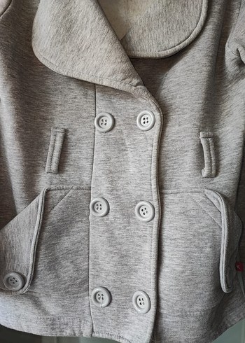 Gri Düğmeli Midi Ceket - Görsel 3