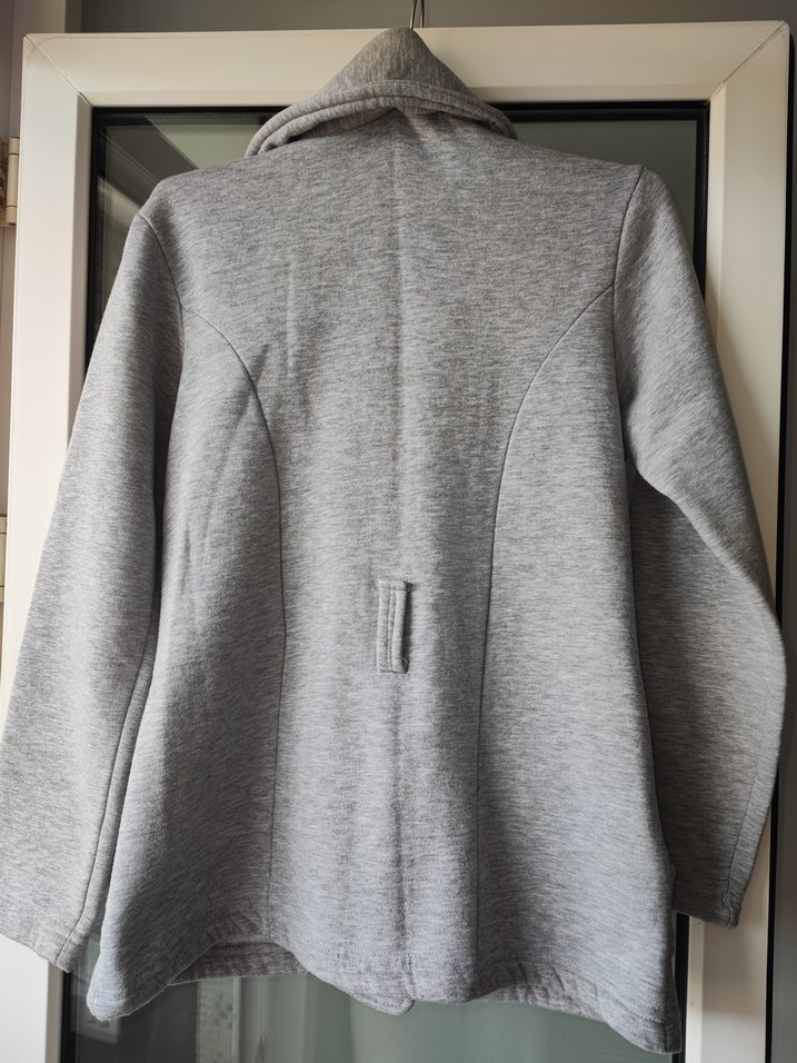 Gri Düğmeli Midi Ceket - Görsel 4